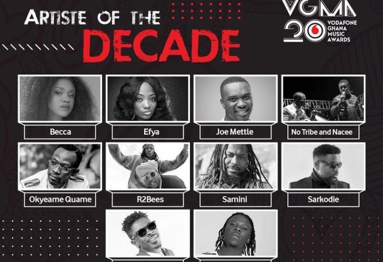 VGMA 20 artiste of the decade nominees