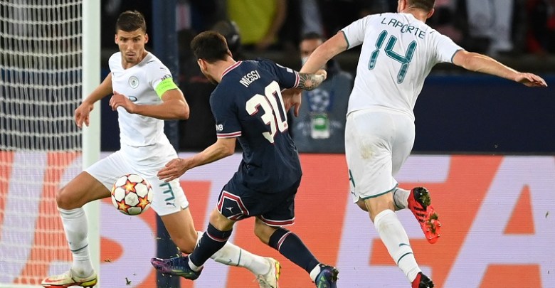 Messi first psg man city goal ucl highlights